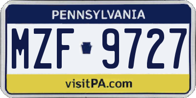 PA license plate MZF9727