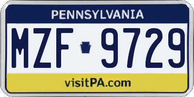 PA license plate MZF9729
