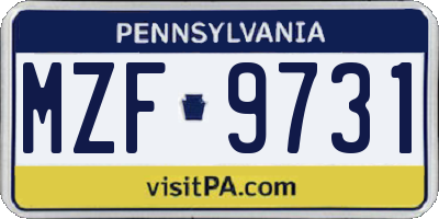 PA license plate MZF9731
