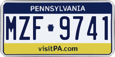 PA license plate MZF9741