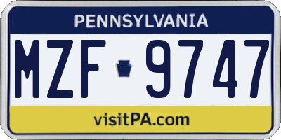 PA license plate MZF9747