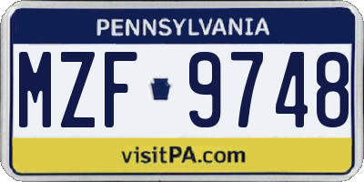 PA license plate MZF9748