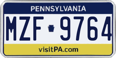 PA license plate MZF9764