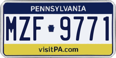 PA license plate MZF9771