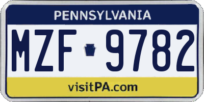 PA license plate MZF9782