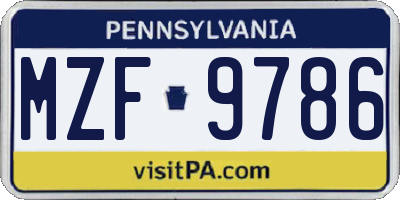 PA license plate MZF9786