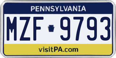 PA license plate MZF9793