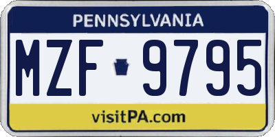 PA license plate MZF9795
