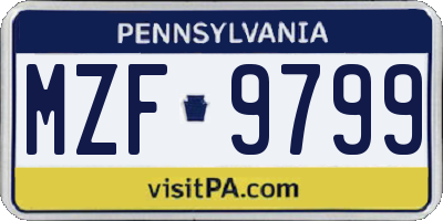 PA license plate MZF9799