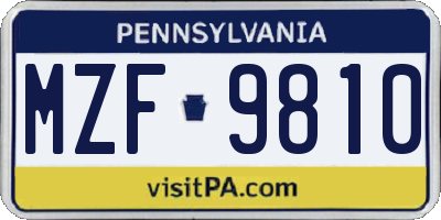 PA license plate MZF9810