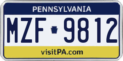 PA license plate MZF9812