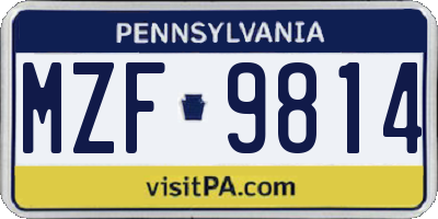 PA license plate MZF9814
