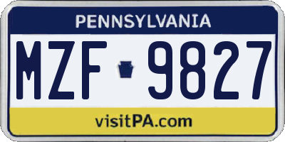 PA license plate MZF9827