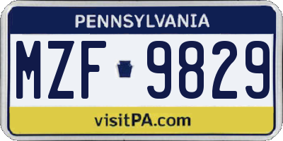 PA license plate MZF9829