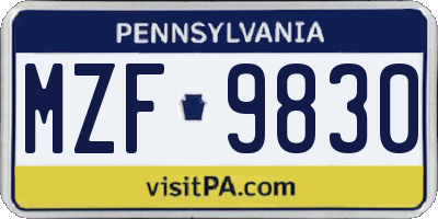 PA license plate MZF9830