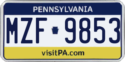 PA license plate MZF9853