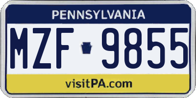 PA license plate MZF9855