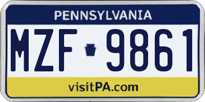 PA license plate MZF9861