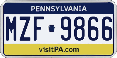PA license plate MZF9866