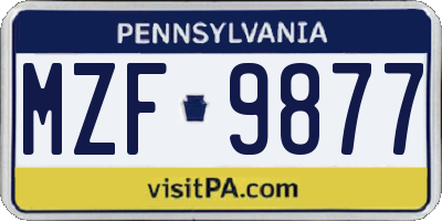 PA license plate MZF9877