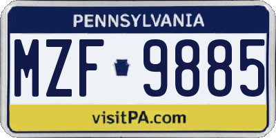 PA license plate MZF9885