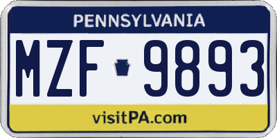 PA license plate MZF9893