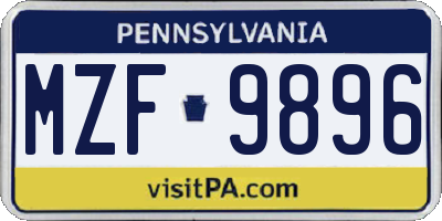 PA license plate MZF9896