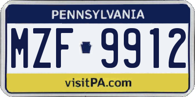 PA license plate MZF9912