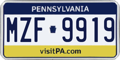 PA license plate MZF9919