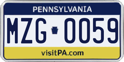PA license plate MZG0059