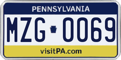 PA license plate MZG0069