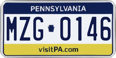 PA license plate MZG0146