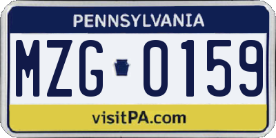 PA license plate MZG0159