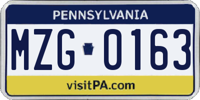 PA license plate MZG0163