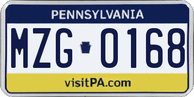 PA license plate MZG0168