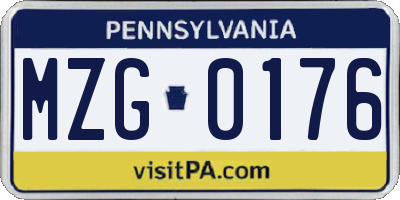 PA license plate MZG0176