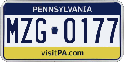 PA license plate MZG0177