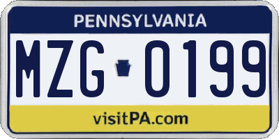PA license plate MZG0199