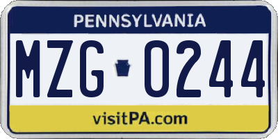 PA license plate MZG0244