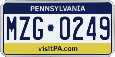 PA license plate MZG0249