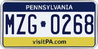 PA license plate MZG0268