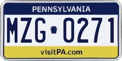 PA license plate MZG0271