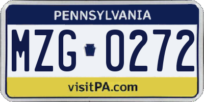 PA license plate MZG0272