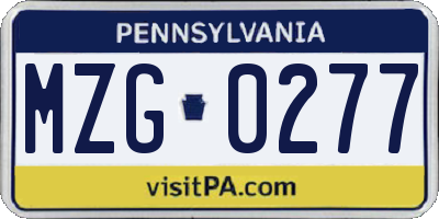 PA license plate MZG0277