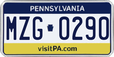 PA license plate MZG0290