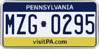 PA license plate MZG0295