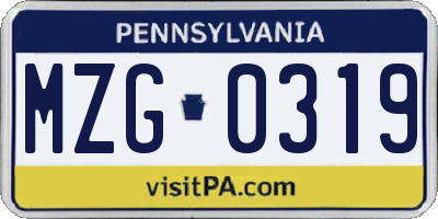 PA license plate MZG0319