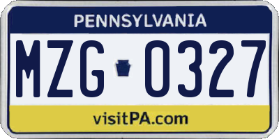 PA license plate MZG0327