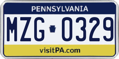 PA license plate MZG0329
