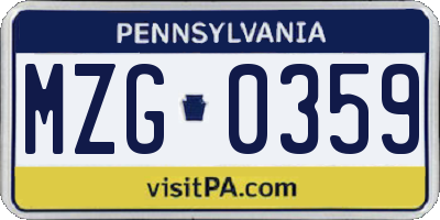 PA license plate MZG0359